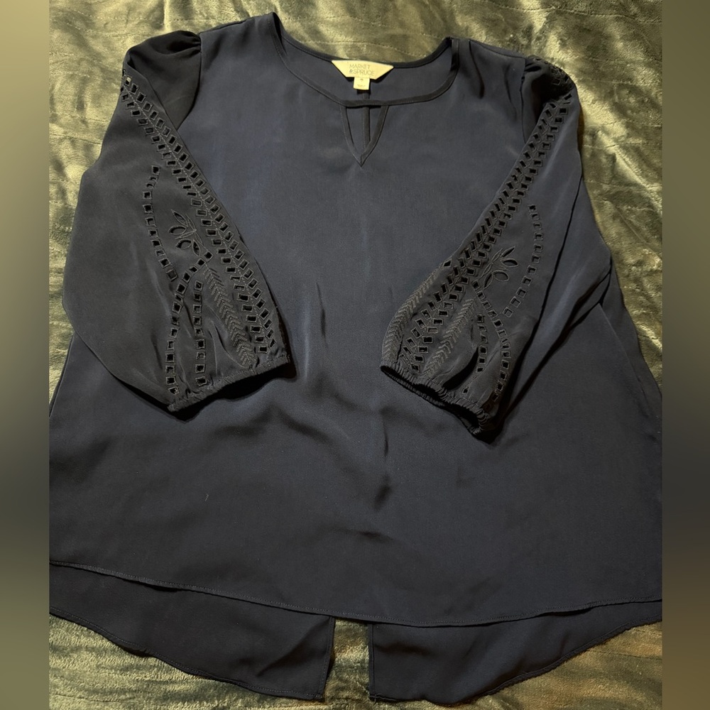 Market & Spruce Navy Blue Women's Top